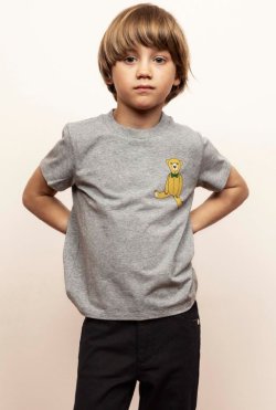 画像1: mini rodini TEDDY BEAR T-SHIRT グレー