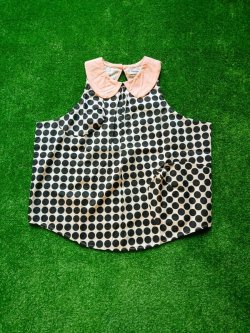 画像1: franky grow B.D.R ROUND COLLAR DRESS アイボリー＊ブラックDOTS