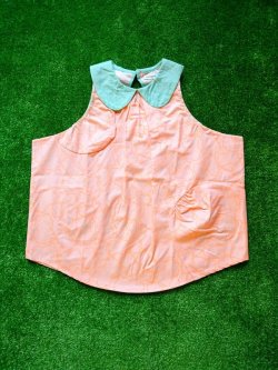 画像1: franky grow B.D.R ROUND COLLAR DRESS ピンク＊オレンジBEAR