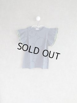 画像1: franky grow BEAR DOUBLE FRILL TEE ブラック