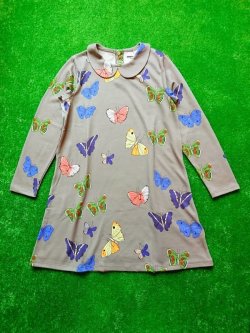 画像1: mini rodini BUTTERFLIES COLLAR DRESS