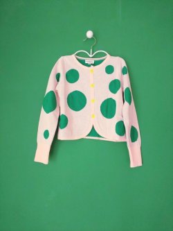 画像1: franky grow RANDOM DOTS KNIT CARDIGAN ピンク＊グリーンDOTS