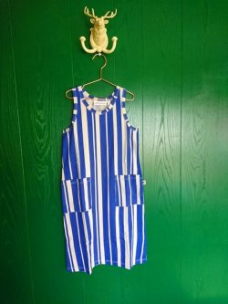 画像1: mini rodini ODD STRIPE TANK DRESS ブルー