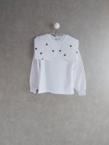 franky grow REMOVABLE QUILTING SAILOR COLLOR L/S TEE　ホワイト-ホワイト＊ブラックDOTS