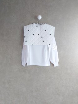 画像2: franky grow REMOVABLE QUILTING SAILOR COLLOR L/S TEE　ホワイト-ホワイト＊ブラックDOTS