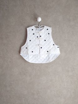 画像1: franky grow CHINA QUILTING VEST　ホワイト＊ブラックDOTS