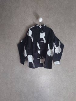 画像1: franky grow CHINA SHIRT　ブラックRABBIT