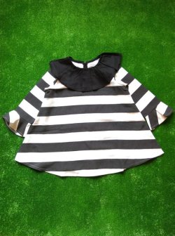 画像1: franky grow YARN DYEING BORDER PLEATS DRESS レディース・キッズサイズ