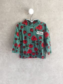 画像1: mini rodini Roses Velour Sweater 　グリーン