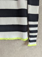 他の写真3: franky grow BORDER HIGH-NECK RIB STITCH KNIT　ホワイト＊ブラック