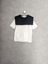franky grow W/B QUILTING ASYMMETRY COLLAR TEE　ホワイトLETTERS
