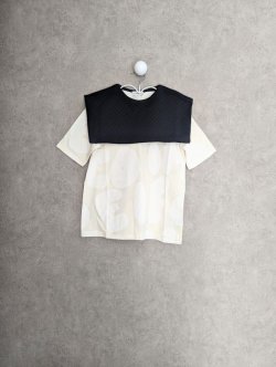 画像1: franky grow W/B QUILTING ASYMMETRY COLLAR TEE　ホワイトLETTERS