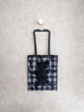 franky grow TAPE EMBROIDERY BEAR TULLE BAG　ブラック PLAID LETTERS