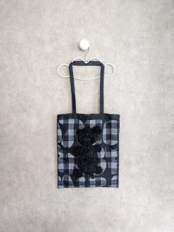 画像1: franky grow TAPE EMBROIDERY BEAR TULLE BAG　ブラック PLAID LETTERS