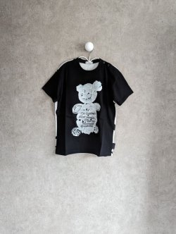 画像1: franky grow BEAR TAPE EMBROIDERY PRINT DOCKING TEE　ブラック　