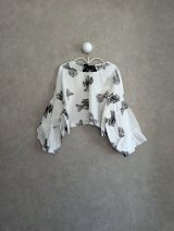 franky grow GRAFFITIED BEAR FRILL SLEEVES PO　ホワイト　キッズ・レディース