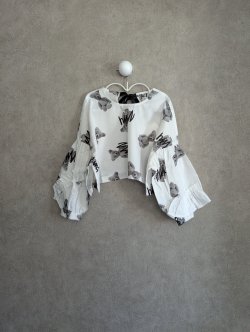画像1: franky grow GRAFFITIED BEAR FRILL SLEEVES PO　ホワイト　キッズ・レディース