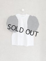 franky grow RIBBON ORGANDY BUBBLE SLV TEE　ホワイト＊ブラック