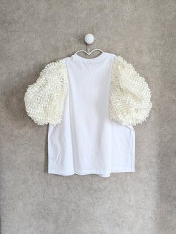画像2: franky grow RIBBON ORGANDY BUBBLE SLV TEE　ホワイト＊アイボリー