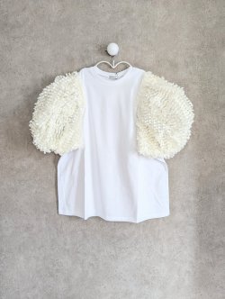 画像1: franky grow RIBBON ORGANDY BUBBLE SLV TEE　ホワイト＊アイボリー