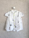 franky grow HANDーDRAWN Pt. GATHER FRENCH BLOUSE　ホワイト