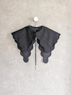 画像1: franky grow FULLY EMBROIDERED DETACHABLE WAVY COLLAR　ブラック　KIDS・WOMAN