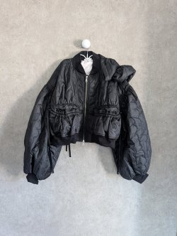 画像1: franky grow GURUGURU QUILT RIBBON BOMBER JACKET　ブラック　レディース