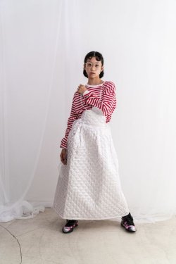 画像1: franky grow QUILTING JUMPER SKIRT　ホワイト