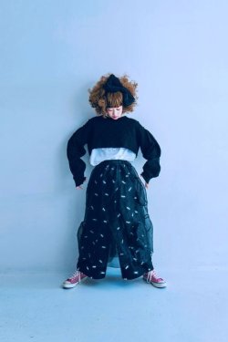 画像1: franky grow CROPPED POPCORN KNIT PULLOVER  ブラック