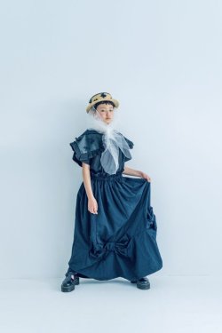 画像1: franky grow BEAR STITCH RIBBON SKIRT　ブラック　キッズ・レディース