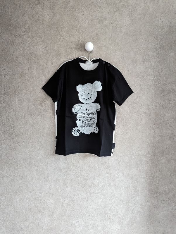 franky grow BEAR TAPE EMBROIDERY PRINT DOCKING TEE　ブラック　