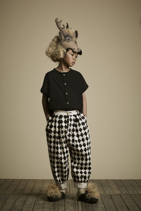 little creative factory  Diamond Trousers　ブラック＆クリーム