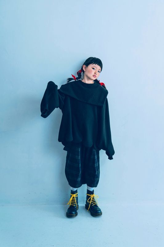 franky grow BOA SAILOR COLLAR SCALLOP HEM PULLOVER  ブラック