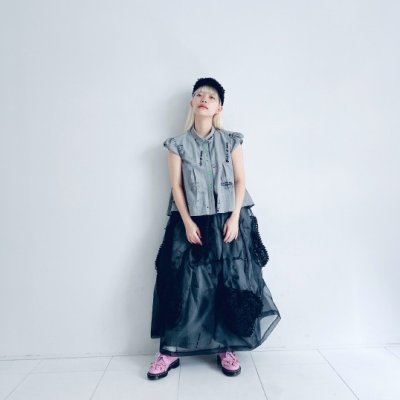 画像3: franky grow BEAR FEELS SOLID RIBBON ORGANDY　ブラック　レディース