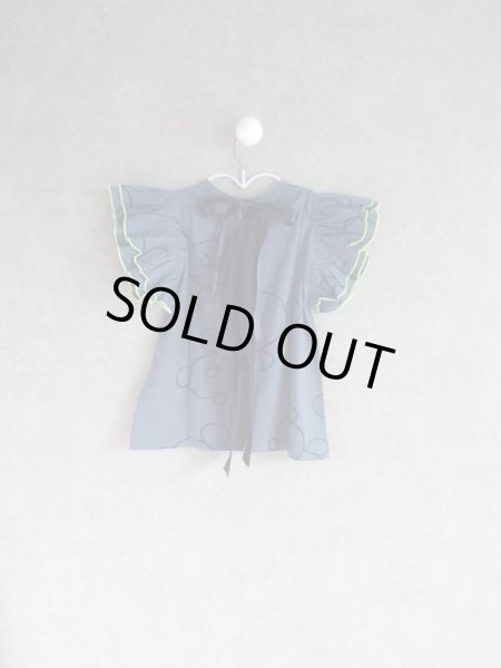 画像2: franky grow BEAR DOUBLE FRILL TEE ブラック (2)