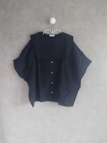 画像1: franky grow BONBON CUT JQ PENTAGON DRESS SHIRT ブラック＊ブラック (1)