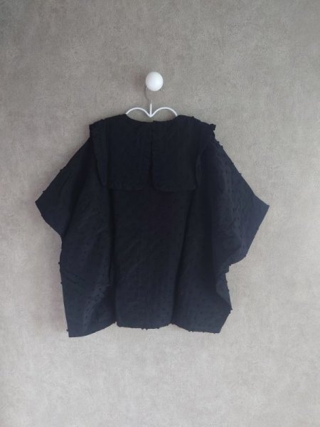 画像2: franky grow BONBON CUT JQ PENTAGON DRESS SHIRT ブラック*ブラック (2)