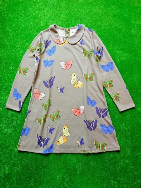 画像1: mini rodini BUTTERFLIES COLLAR DRESS (1)