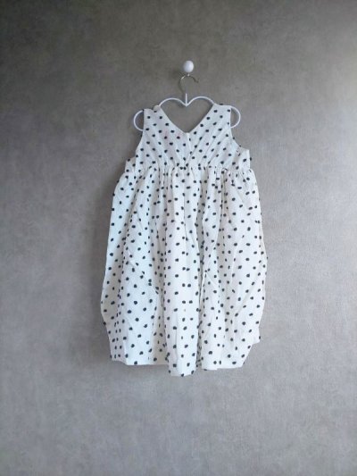 画像1: franky grow BONBON CUT JQ V-NECK DRESS　ホワイト＊ブラック