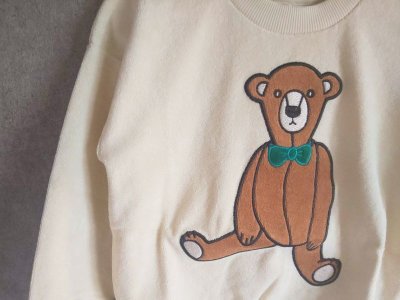 画像1: mini rodini TEDDY BEAR SWEATSHIRT オフホワイト