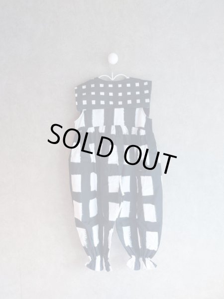 画像2: franky grow ORIG.CHECK MIX SAILOR COLLAR OVERALLS　ホワイト＊ブラック 　キッズ・レディースサイズ (2)