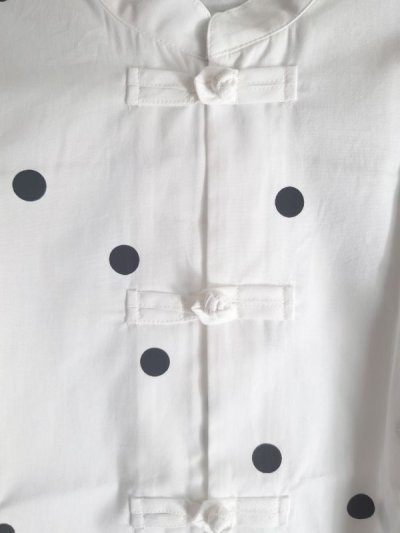 画像3: franky grow CHINA SHIRT　ホワイト＊ブラックDOTS　キッズ・レディース