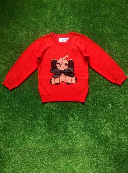 画像1: mini rodini ELEPHANT SWEATER レッド (1)