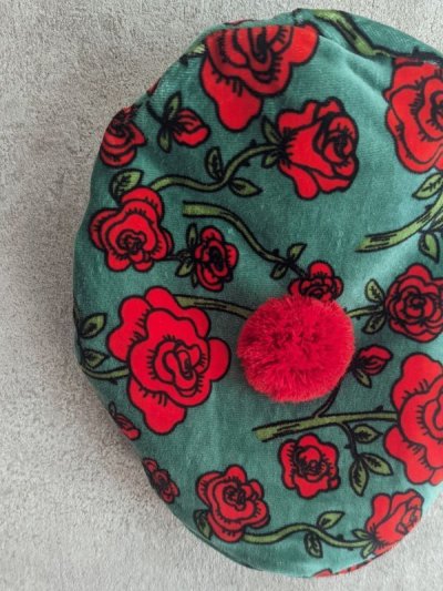 画像1: mini rodini Roses Pompom Beret　グリーン