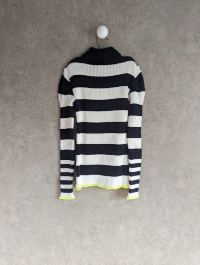 画像2: franky grow BORDER HIGH-NECK RIB STITCH KNIT　ホワイト＊ブラック