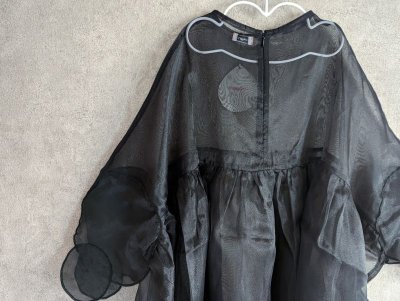 画像3: franky grow DOUBLE CIRCLE SLEEVES ORGANDY DRESS　ブラック