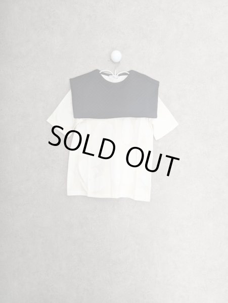 画像1: franky grow W/B QUILTING ASYMMETRY COLLAR TEE　ホワイトLETTERS (1)
