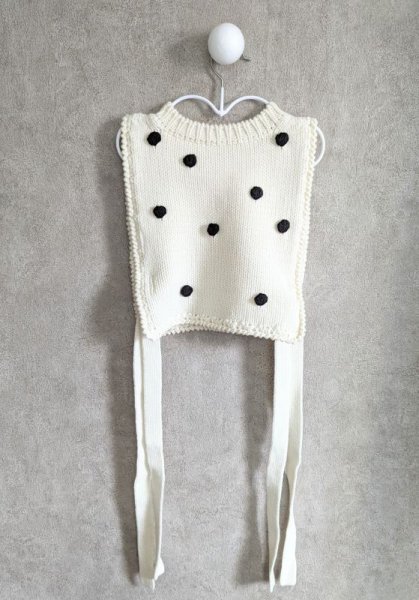 画像2: franky grow HAND-KNITTED DOTS VEST アイボリー (2)