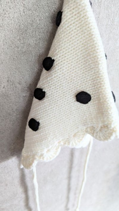 画像1: franky grow HAND-KNITTED DOTS HAT　アイボリー