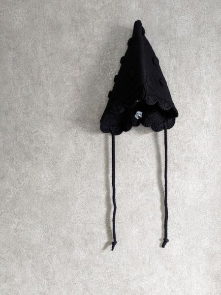画像2: franky grow HAND-KNITTED DOTS HAT ブラック キッズ (2)